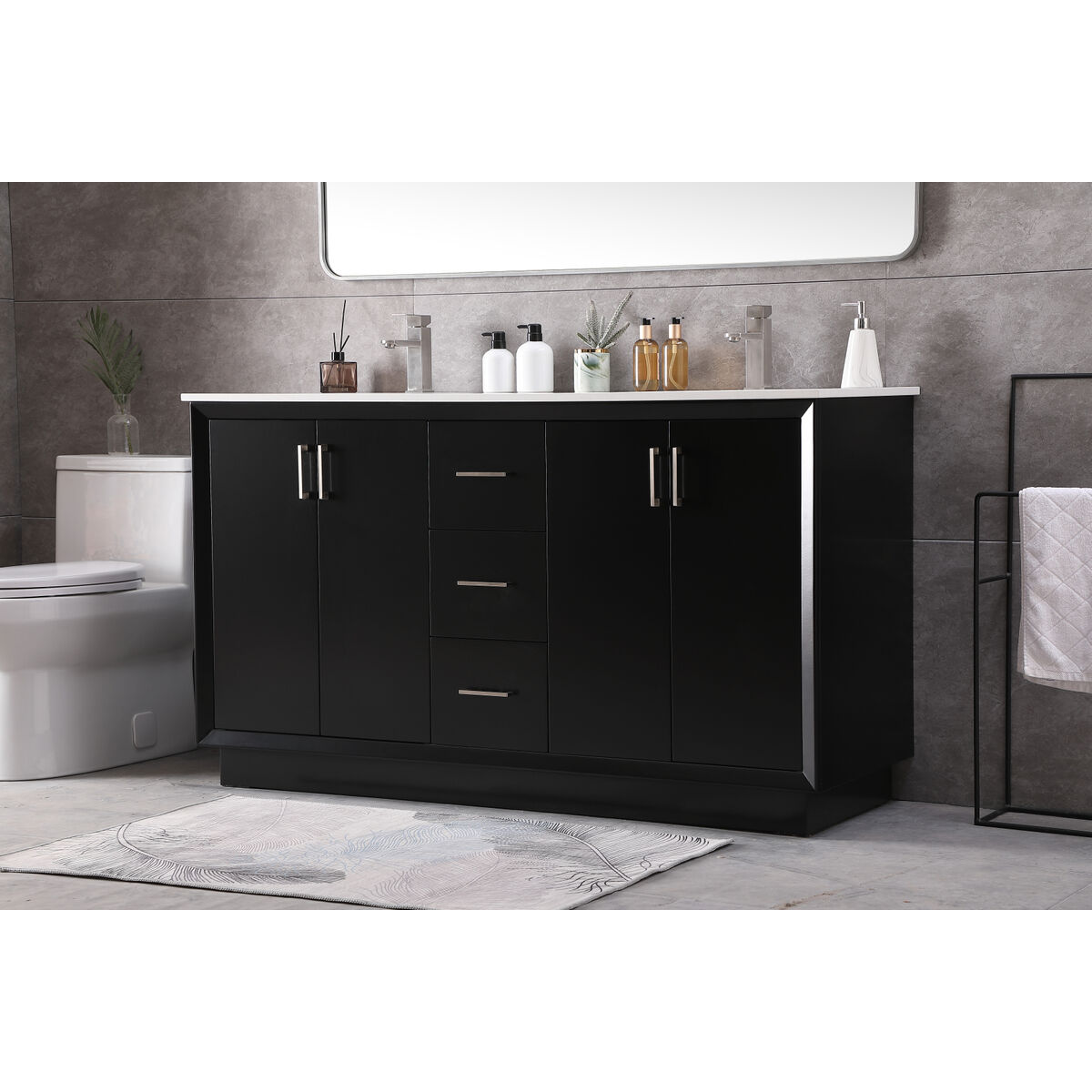 Hayes 60 X 22 X 35 inch Black Vanity Sink Set