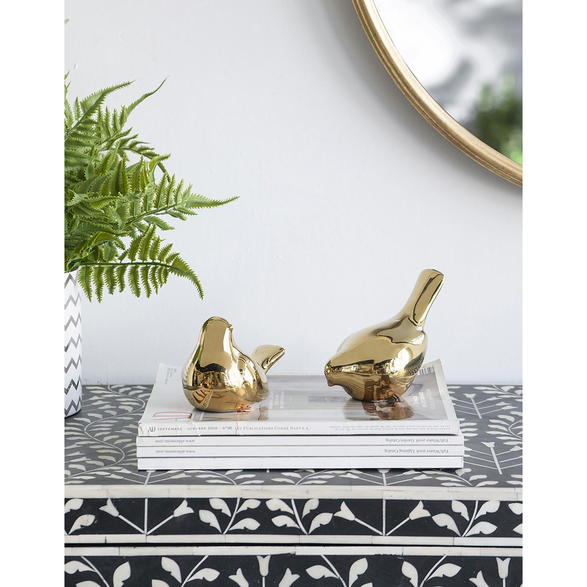 Chirp Bird Gold Table Decor, Set of 2