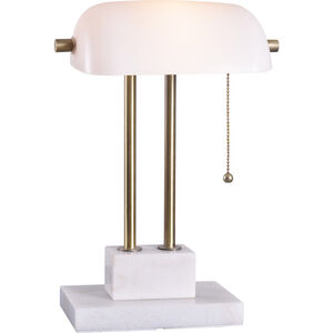 Symphony 11 inch 60.00 watt Antique Brass With Marble Base Desk Lamp Portable Light