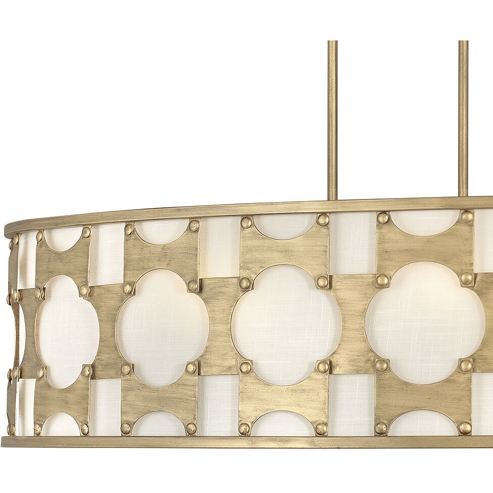 Carter 6 Light 37 inch Burnished Gold Indoor Linear Chandelier Ceiling Light, Oval