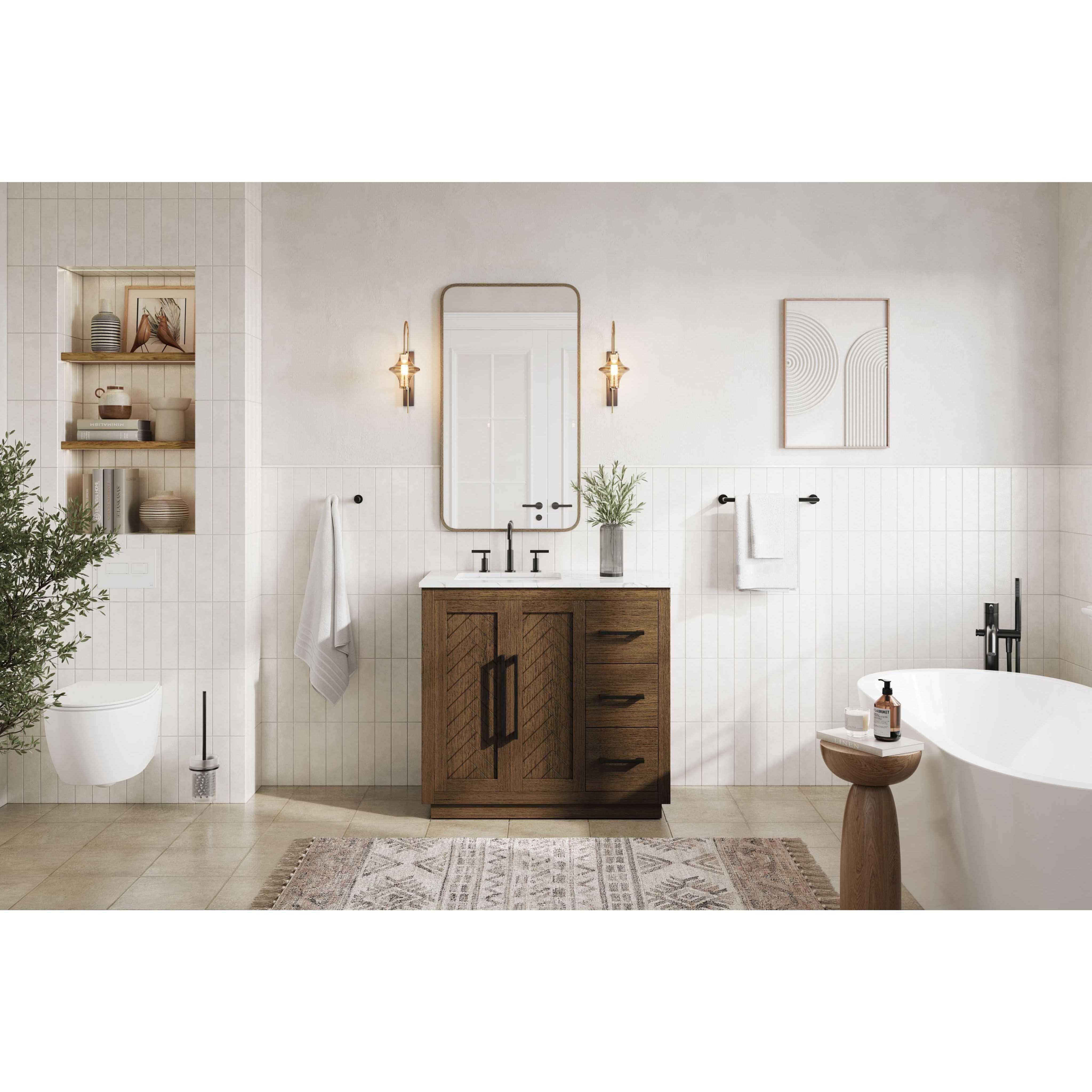 Chase 36 X 34 inch Hazel Oak Bathroom Vanity Cabinet