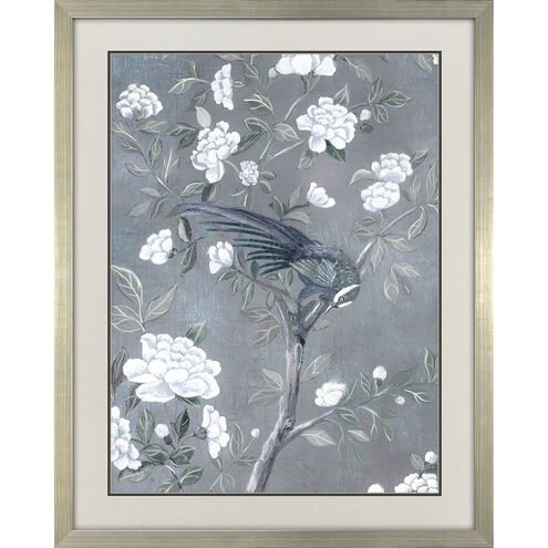 Birds and Blooms Gray and Blue and Green and White Framed Art
