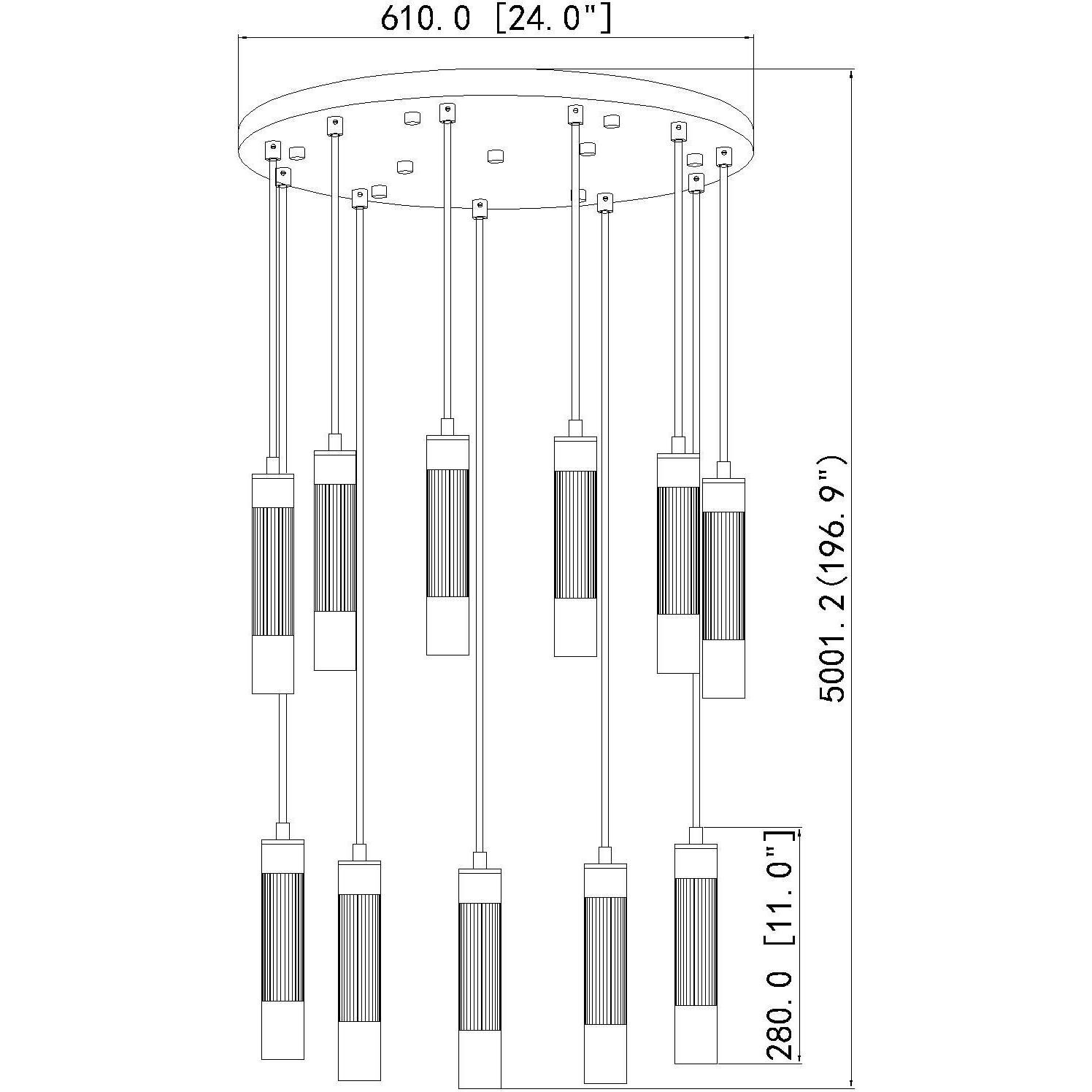 Stari 11 Light 24 inch Brushed Nickel Chandelier Ceiling Light