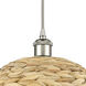 Woven Rattan 1 Light 12 inch Polished Nickel Pendant Ceiling Light