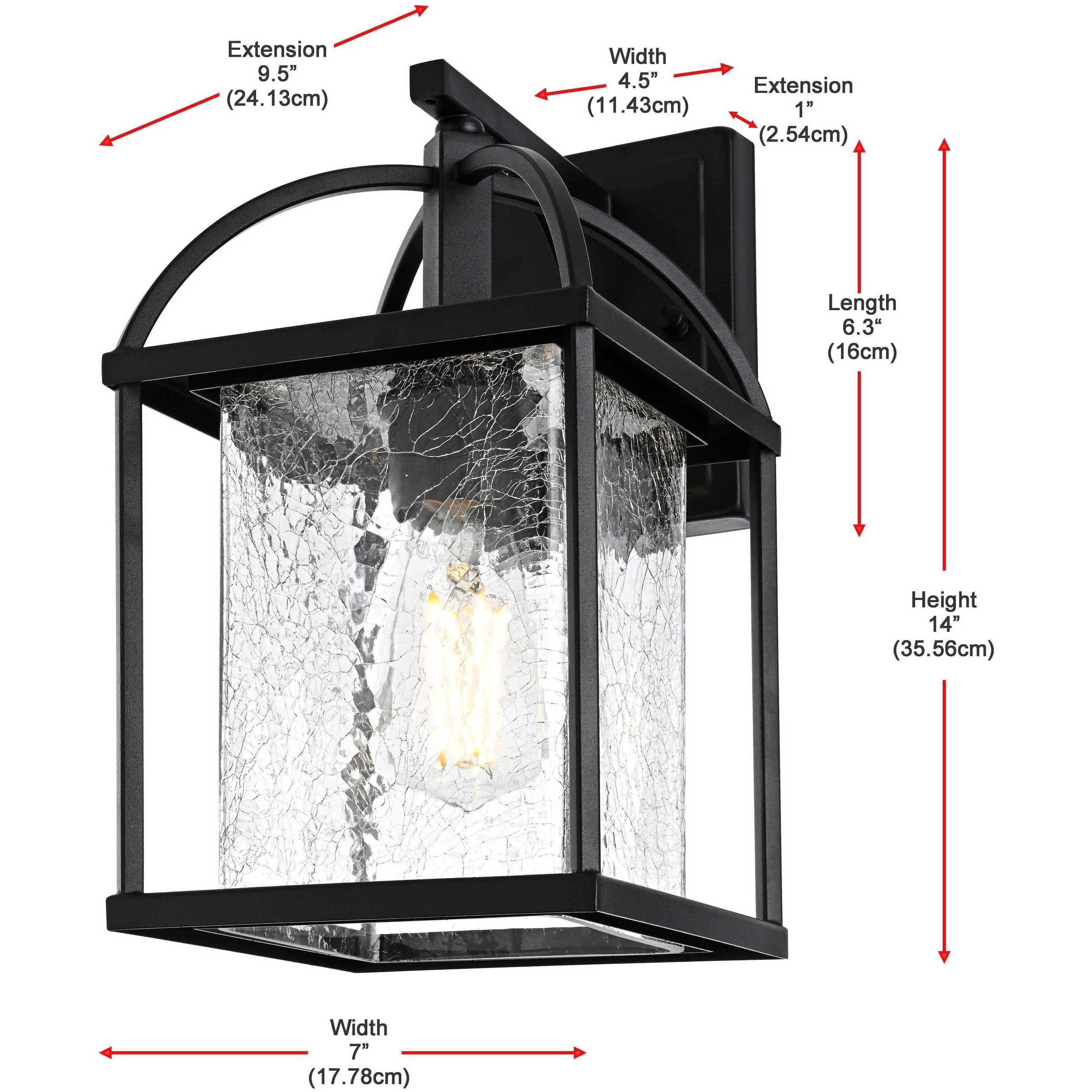 Gratz 1 Light 14 inch Black Outdoor Wall Sconce