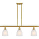 Ballston Brookfield 3 Light 36 inch Satin Gold Island Light Ceiling Light in White Glass, Ballston