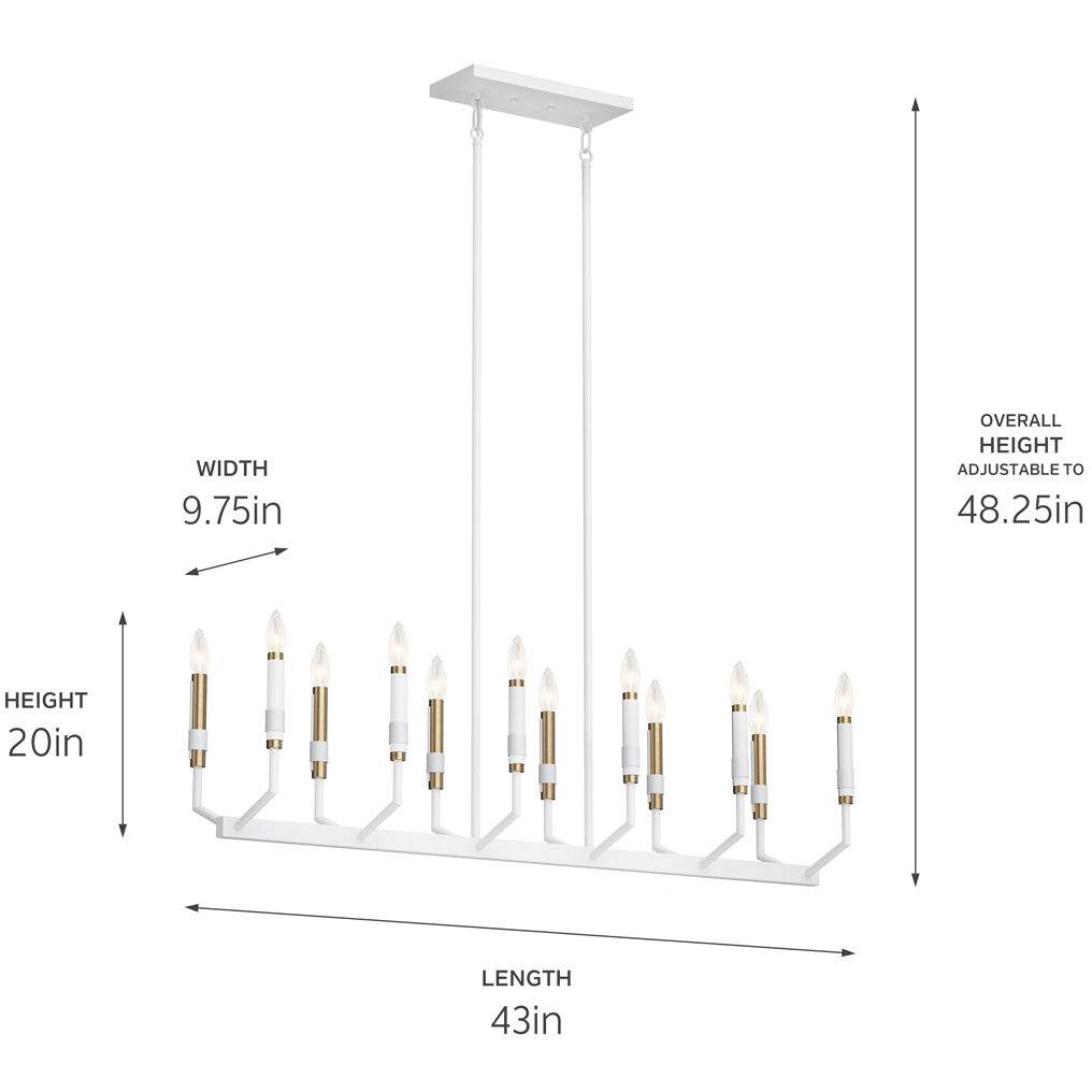 Armand 12 Light 9.75 inch White Chandelier Linear Ceiling Light