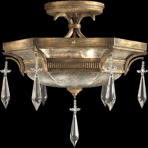 Monte Carlo 3 Light 21 inch Gold Semi-Flush Mount Ceiling Light in Crystal