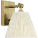 Marie Flanigan Wimberley LED 6 inch Soft Brass Bedside Wall Light in Silk Pleated