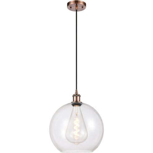 Ballston Athens 1 Light 12 inch Antique Copper Mini Pendant Ceiling Light in Clear Glass