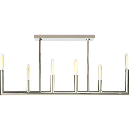 Wolfe 6 Light 47.5 inch Polished Nickel Chandelier Ceiling Light, Linear
