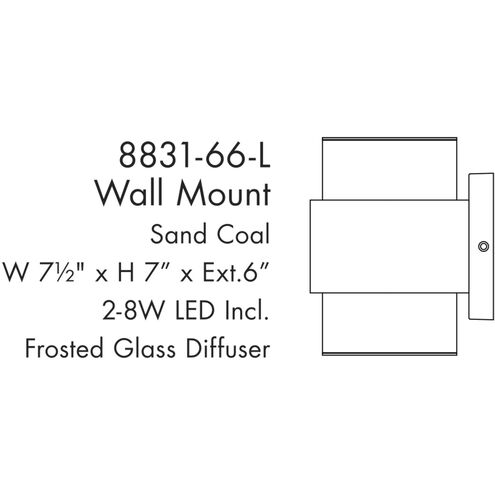 Great Outdoors Ladner Lane LED 7 inch Sand Coal Outdoor Wall Mount