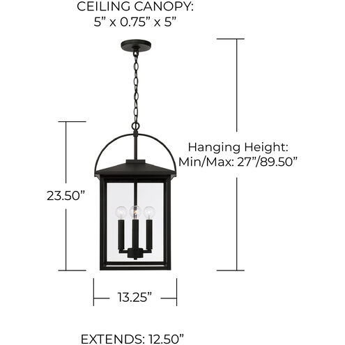 Bryson 4 Light 13.25 inch Black Outdoor Hanging Lantern