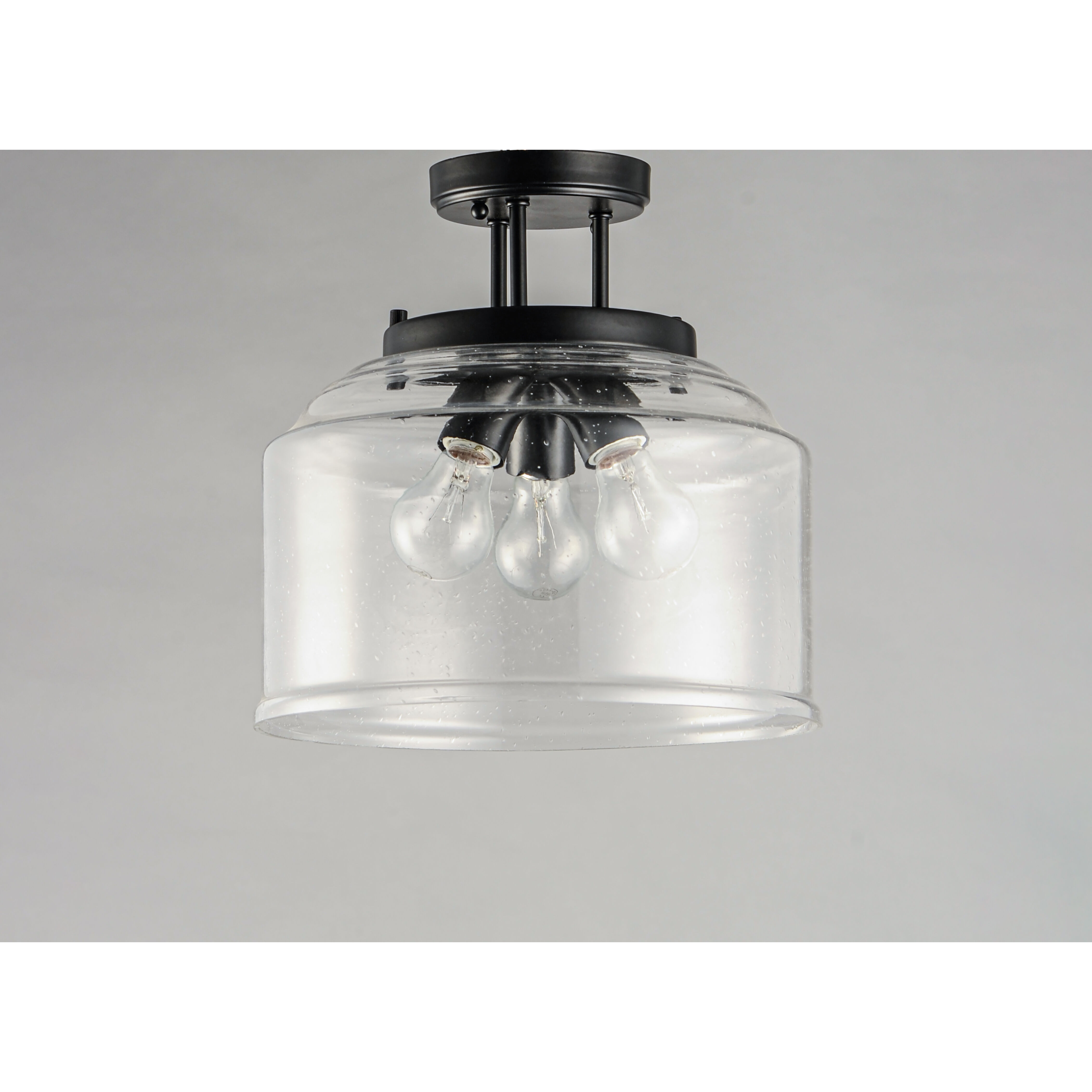 Acadia 3 Light 13 inch Black Semi-Flush Mount Ceiling Light