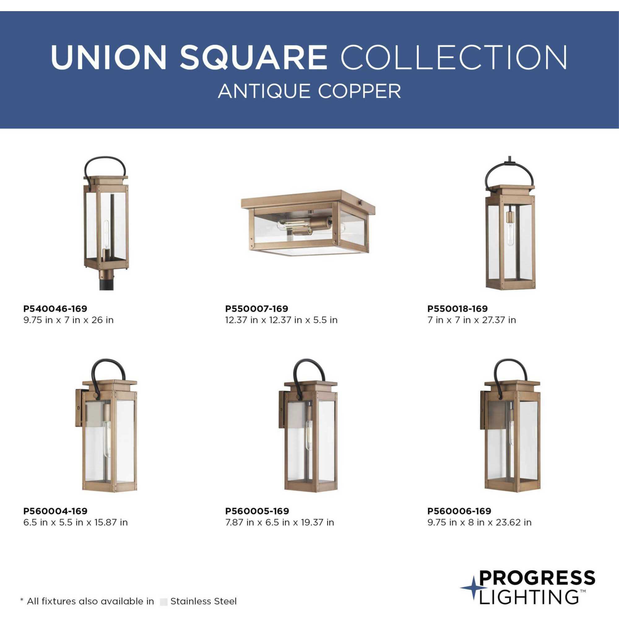 Union Square 1 Light 15.87 inch Antique Copper Wall Lantern, Design Series