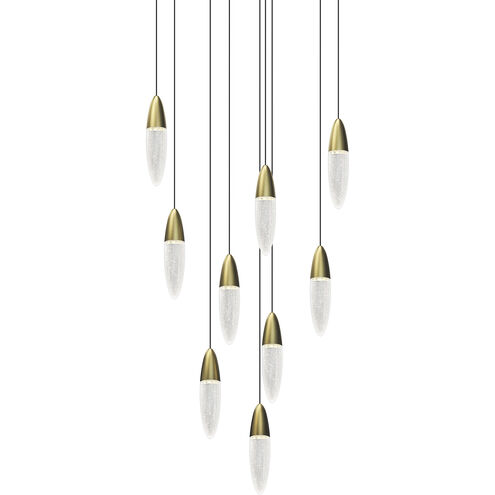 Sultana LED 24.5 inch Satin Brass and Clear Pendant Ceiling Light