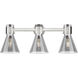 Downtown Urban Lawton Cone 3 Light 24 inch Satin Nickel Bath Vanity Light Wall Light in Light Smoke Glass