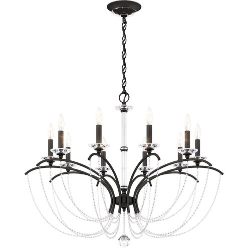 Priscilla 10 Light Black Chandelier Ceiling Light in Optic, Adjustable Height