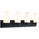 Candela 4 Light 29.13 inch Matte Black Wall Sconce Wall Light in Matte Black and Opal Glass