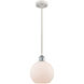 Ballston Athens LED 8 inch White and Polished Chrome Mini Pendant Ceiling Light in Matte White Glass, Ballston