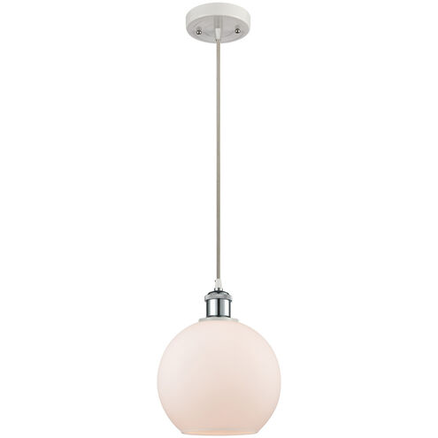 Ballston Athens LED 8 inch White and Polished Chrome Mini Pendant Ceiling Light in Matte White Glass, Ballston