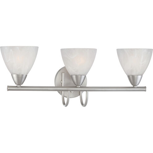 Tia 3 Light 22.5 inch Matte Nickel with White Vanity Light Wall Light
