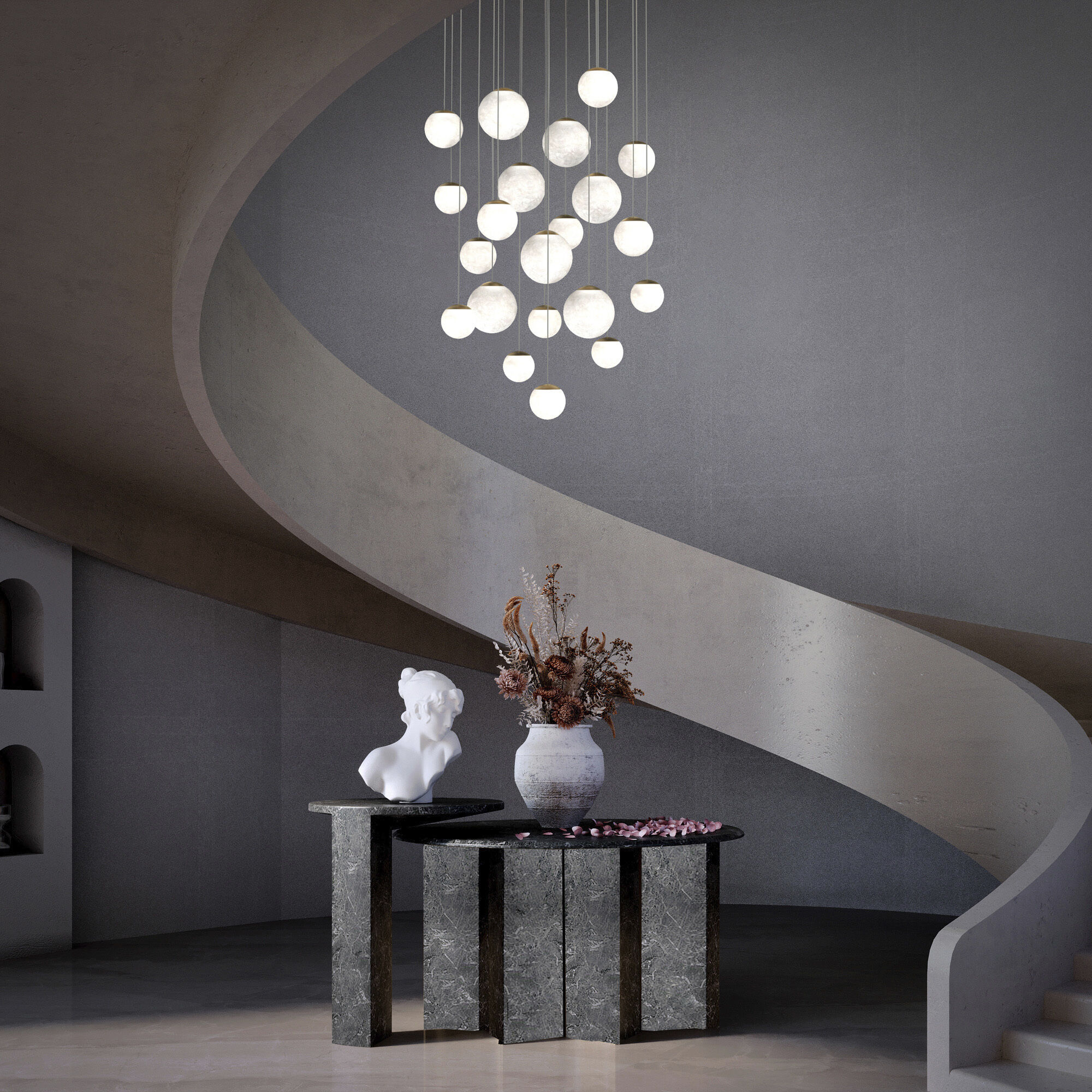 Pisces 21 Light 26 inch Aged Brass Pendant Ceiling Light