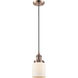 Franklin Restoration Bell LED 5 inch Antique Copper Mini Pendant Ceiling Light in Matte White, Franklin Restoration