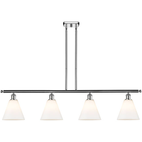 Ballston Ballston Cone 4 Light 48 inch Polished Chrome Island Light Ceiling Light in Matte White Glass