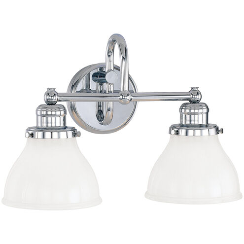 Baxter 2 Light 16 inch Chrome Vanity Light Wall Light in Milk