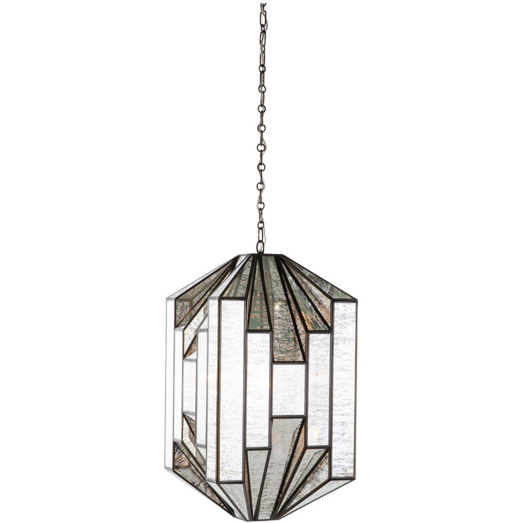 Emilio 1 Light 14 inch Antique Brushed Brass / Silver Mercury Glass Pendant Ceiling Light