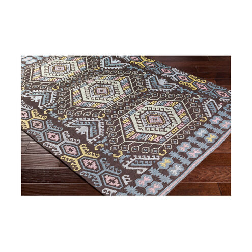 Sajal 36 X 24 inch Dark Brown/Mint/Pale Blue/Denim/Bright Yellow Indoor Area Rug, Rectangle