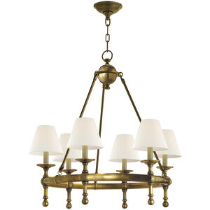 Chapman & Myers Classic2 6 Light 25.5 inch Hand-Rubbed Antique Brass Mini Ring Chandelier Ceiling Light in Linen