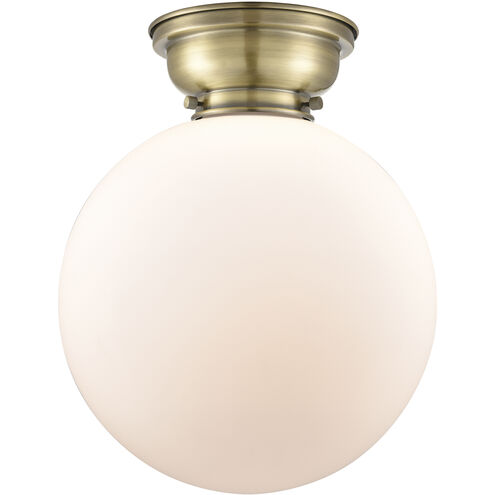 Aditi XX-Large Beacon LED 12 inch Antique Brass Flush Mount Ceiling Light in Matte White Glass, Aditi