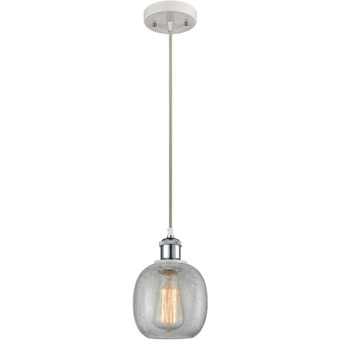 Ballston Belfast 1 Light 6 inch White and Polished Chrome Mini Pendant Ceiling Light in Clear Crackle Glass, Ballston