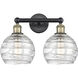 Athens Deco Swirl 2 Light 17 inch Black Antique Brass Bath Vanity Light Wall Light in Clear Deco Swirl Glass