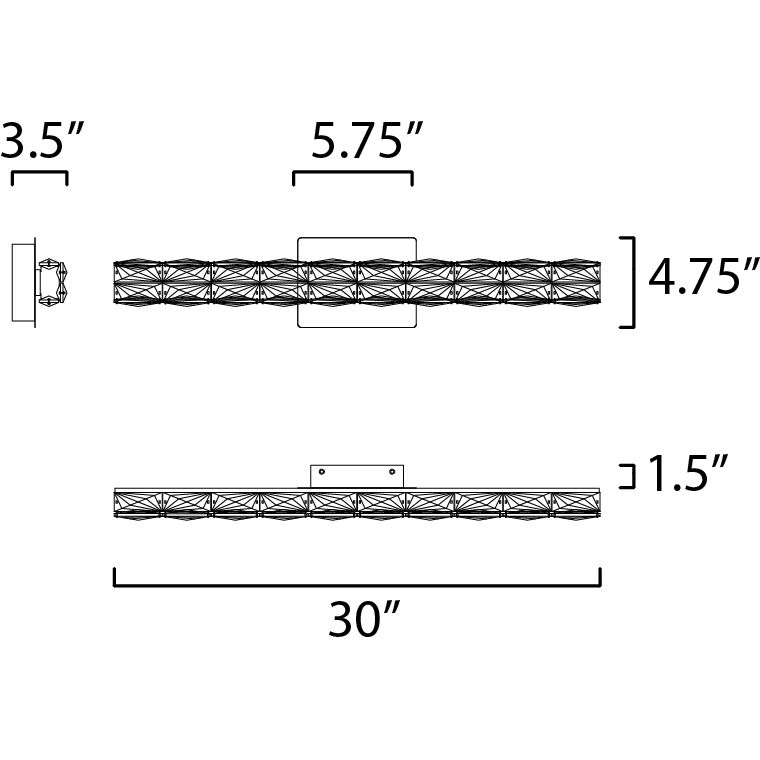 Zephyr LED 30 inch Polished Chrome Bath Vanity Light Wall Light