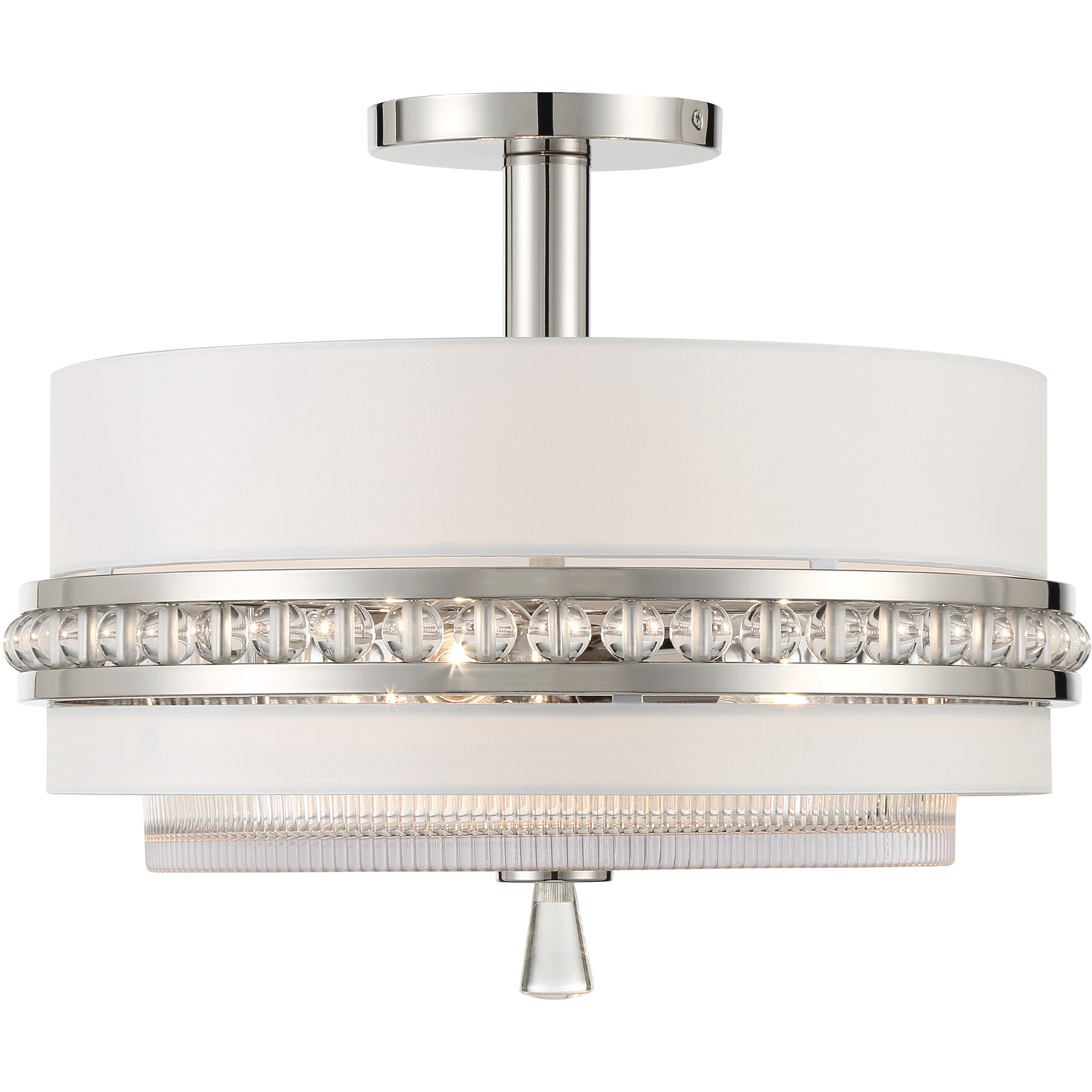 Sutton 3 Light 18.38 inch Polished Nickel Semi Flush And Pendant Ceiling Light