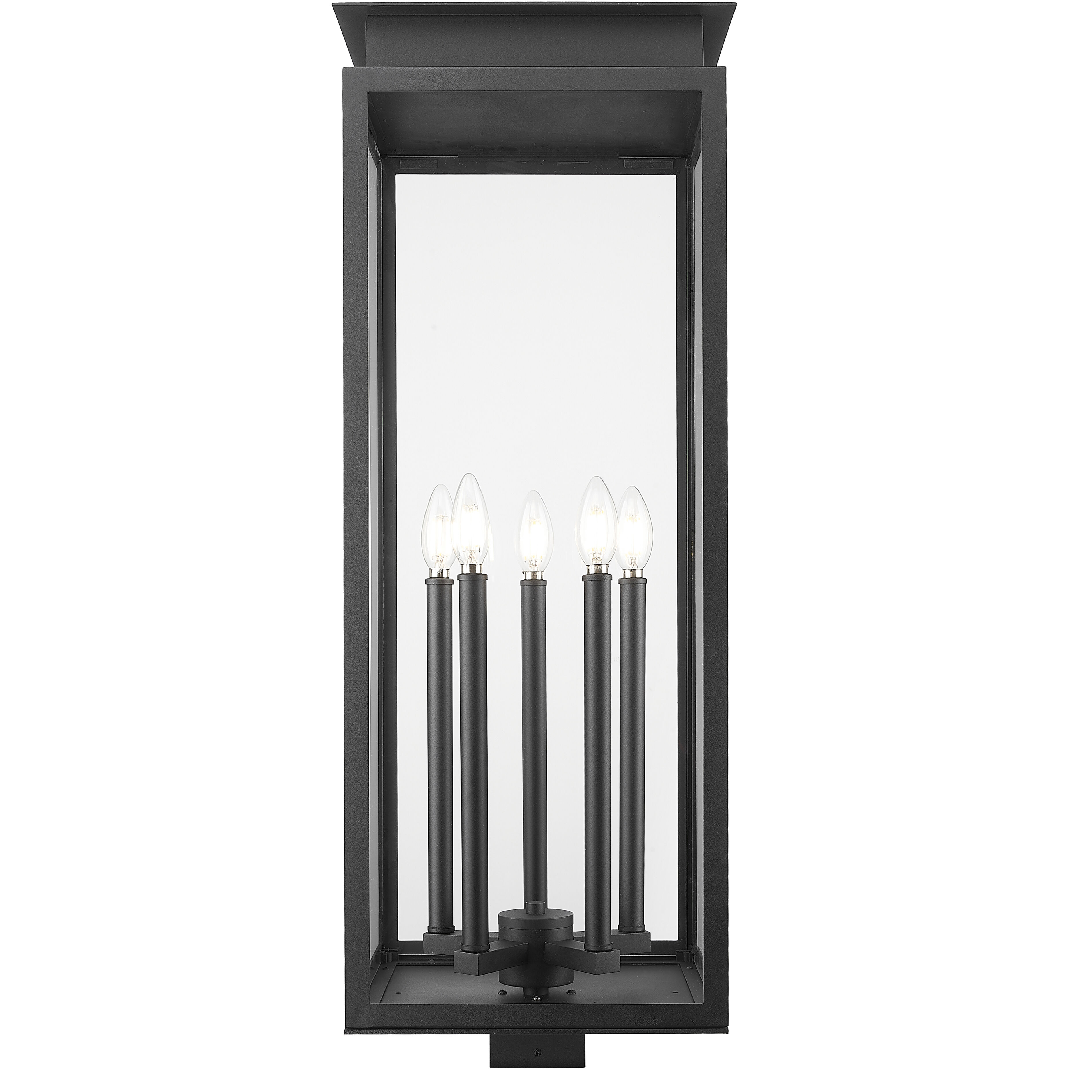 Nova 5 Light 34.25 inch Black Outdoor Post Mount Fixture in Clear Glass