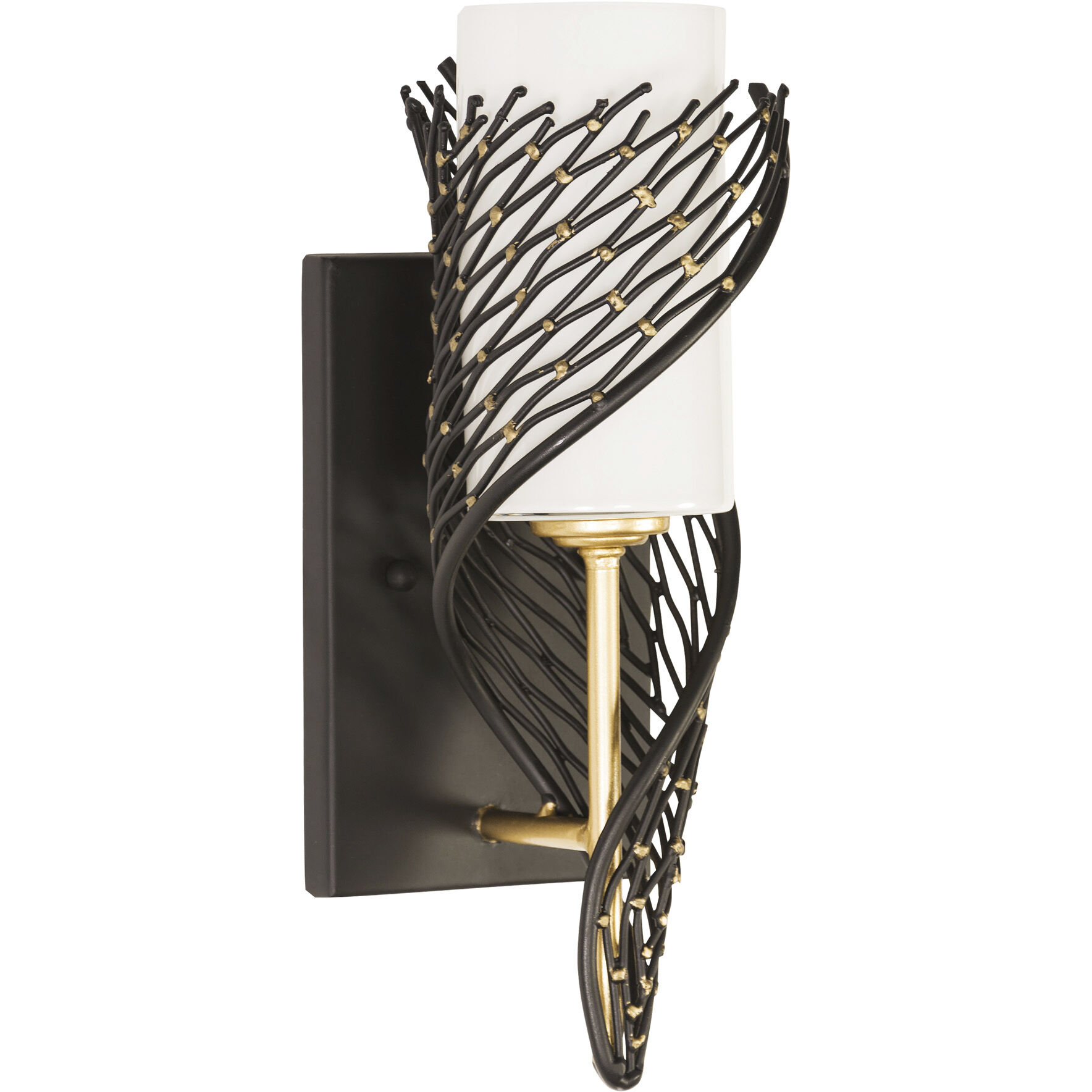 Flow 1 Light 4.5 inch Matte Black and French Gold Left Sconce Wall Light in Matte Black/French Gold
