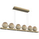 Cabochon LED 44 inch Gilded Brass with Travertine Stone Linear Chandelier Ceiling Light in 3000K LED, Bronze