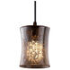 Fusion 1 Light 5 inch Dark Bronze Pendant Ceiling Light in Cord, Mercury Glass, Hourglass, Incandescent