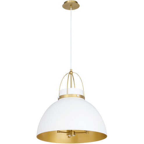 Pruitt 3 Light 21 inch Studio White and Aged Brass Pendant Ceiling Light