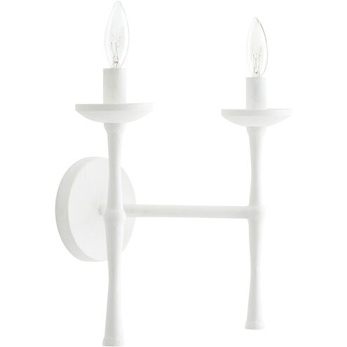 Julie 2 Light 14 inch White Gesso Sconce Wall Light