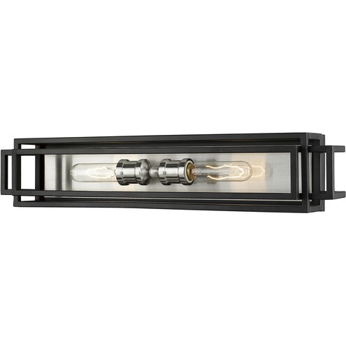 Titania 2 Light 24 inch Black and Brushed Nickel Vanity Wall Light
