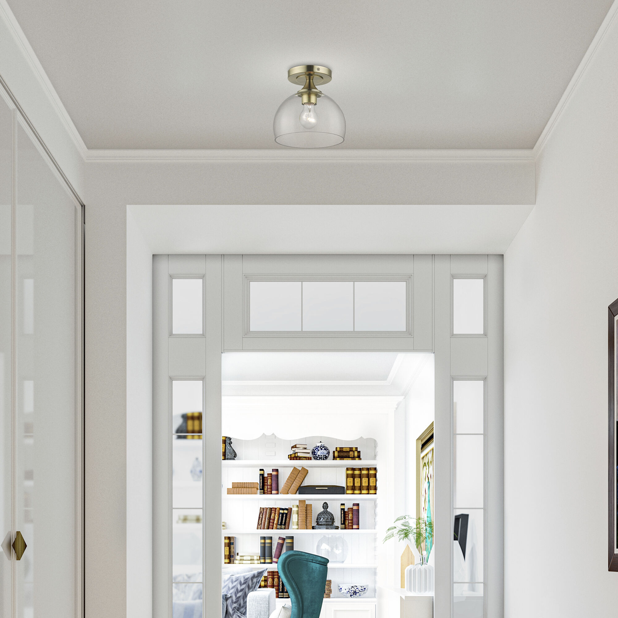 Glendon 1 Light 8.25 inch Antique Brass Semi-Flush Ceiling Light