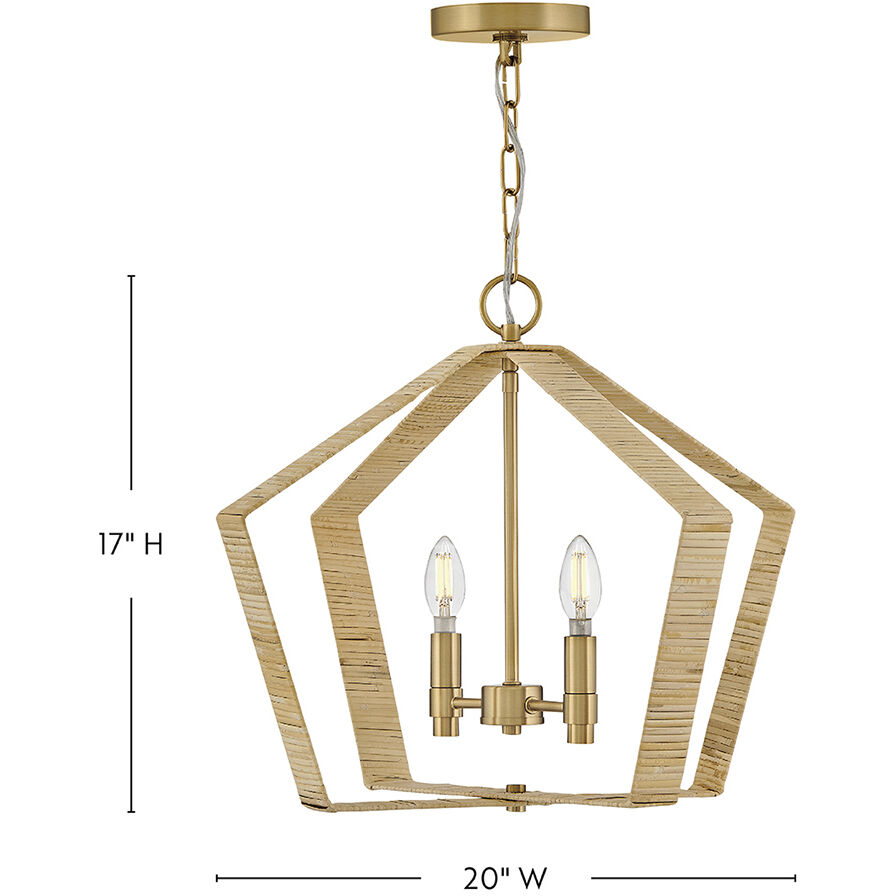 Sammi 2 Light 20 inch Lacquered Brass Pendant Ceiling Light