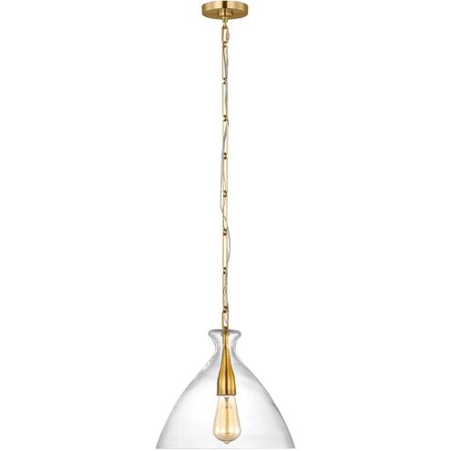 AERIN Athena 1 Light 12.25 inch Burnished Brass Pendant Ceiling Light in Clear Glass