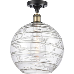 Ballston X-Large Deco Swirl LED 12 inch Black Antique Brass Semi-Flush Mount Ceiling Light, Ballston