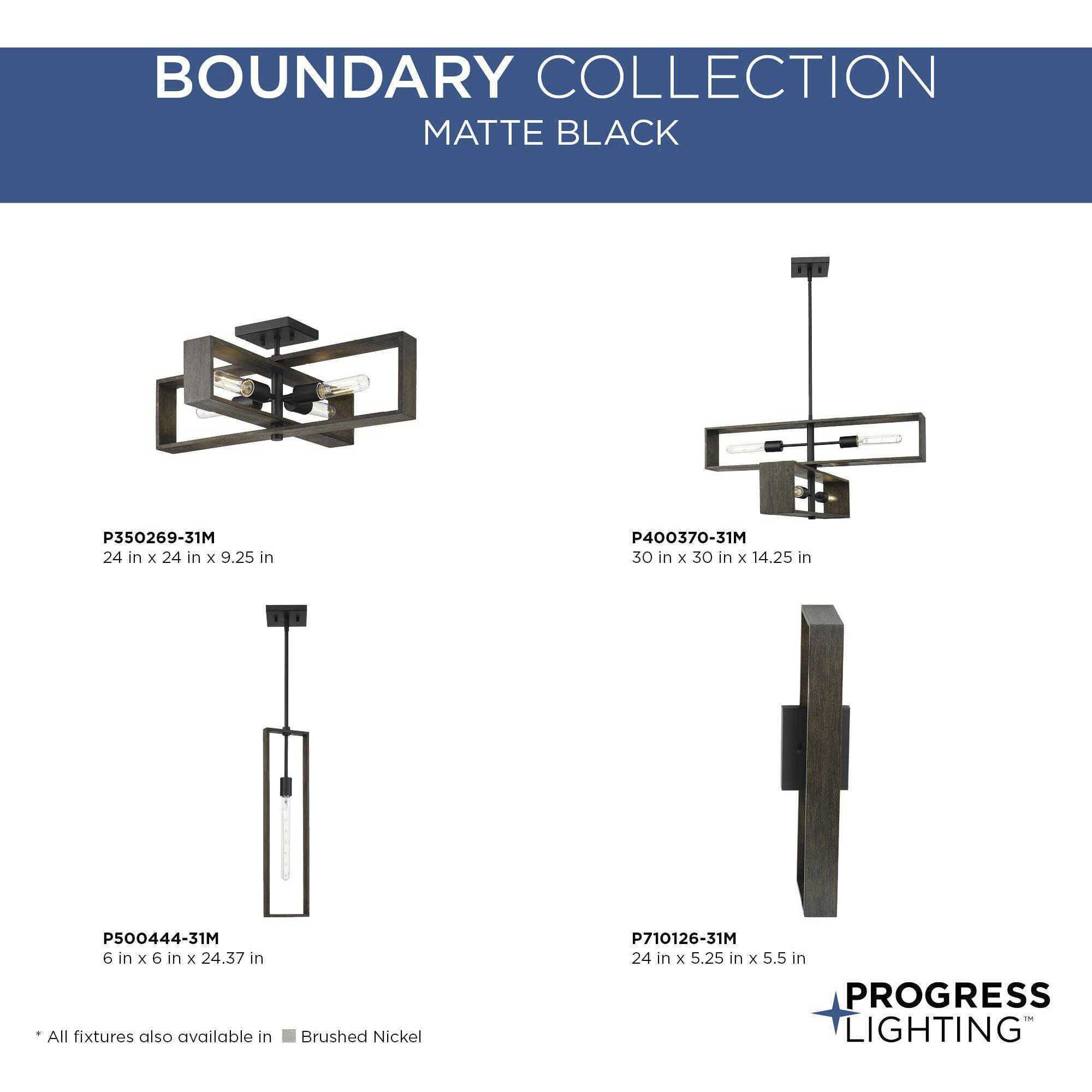 Boundary 2 Light 24 inch Matte Black Wall Bracket Wall Light, Design Series